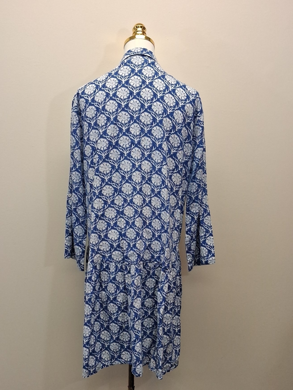 Ro's Garden Blue White Floral Cotton Button Front Tunic Top XL - Picture 4 of 8